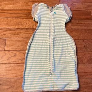 Love to Dream Transition Sleep Sack. Light green stripes size M for 13-19 lbs.